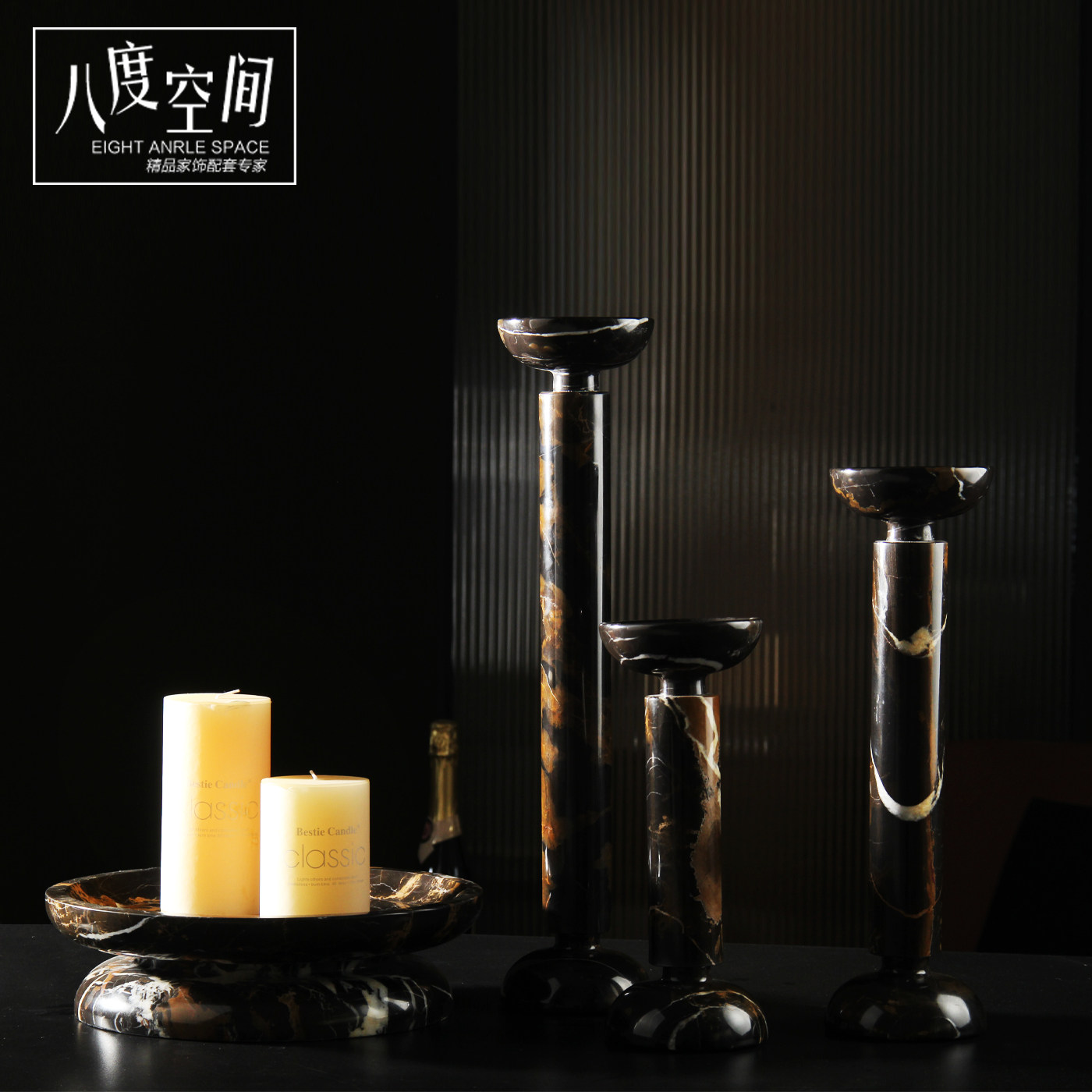 大理石烛台果盘象牙白柱形蜡烛样板房餐桌餐边柜摆件边柜壁炉软装,家居饰品,烛台,淘宝优惠券,粉丝福利购,淘宝优惠卷