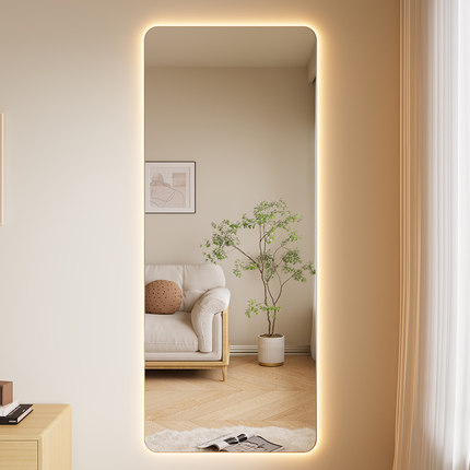 衣帽间可发光试衣镜壁挂ins风家用穿衣镜可触摸屏智能led全身灯镜