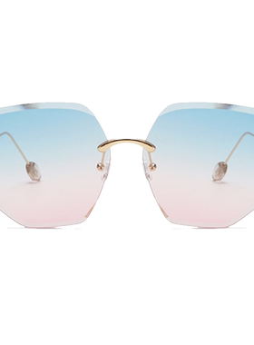 无边框时髦复古网红潮流眼镜