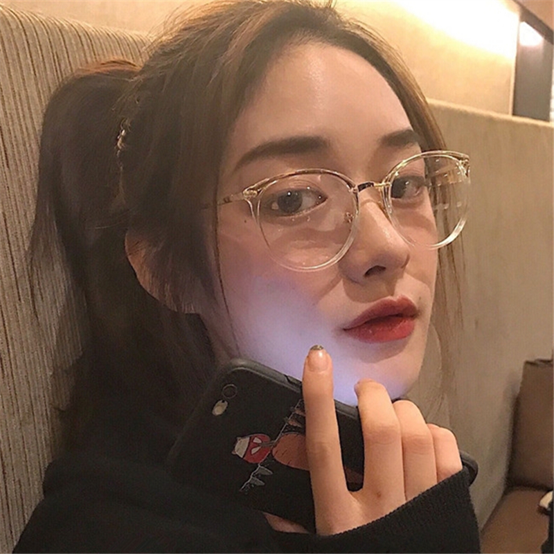 透明圆形框平光眼镜框素颜神器防蓝光抗辐射护目近视眼镜可配度数