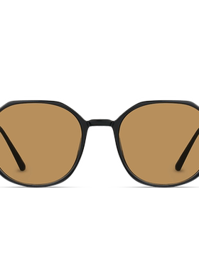 黑框茶色墨镜女棕色多边形网红眼镜装饰复古防紫外线太阳镜秋冬款