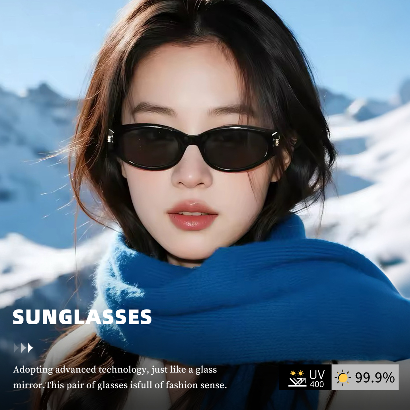 复古猫眼墨镜女款高级感街拍个性窄框雪地防晒太阳眼镜防紫外线潮