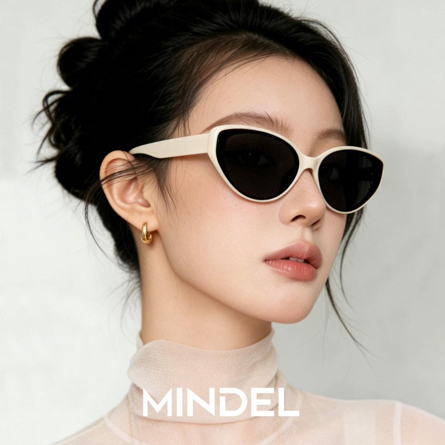 白色墨镜女款适合方圆脸高级感偏光镜海边防晒防紫外线猫眼太阳镜图片
