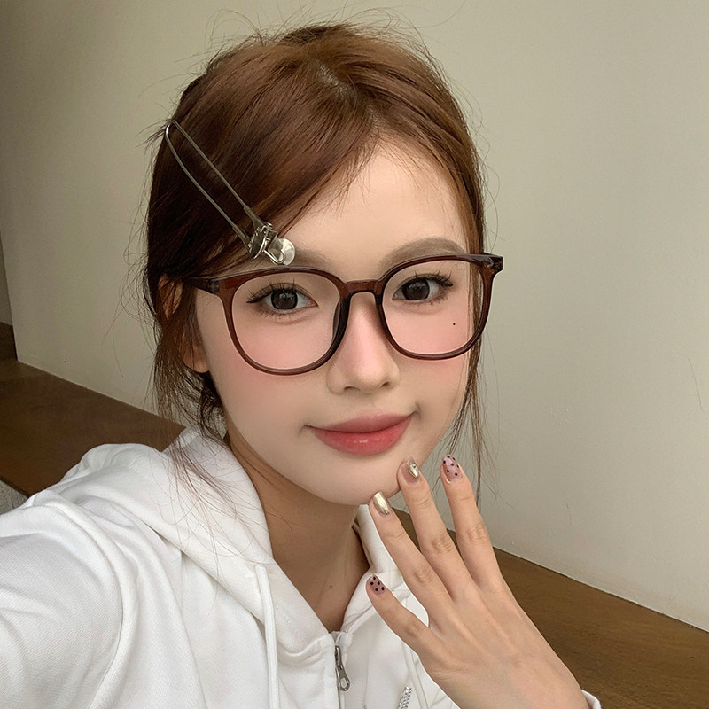 韩系栗子棕眼镜女素颜神器