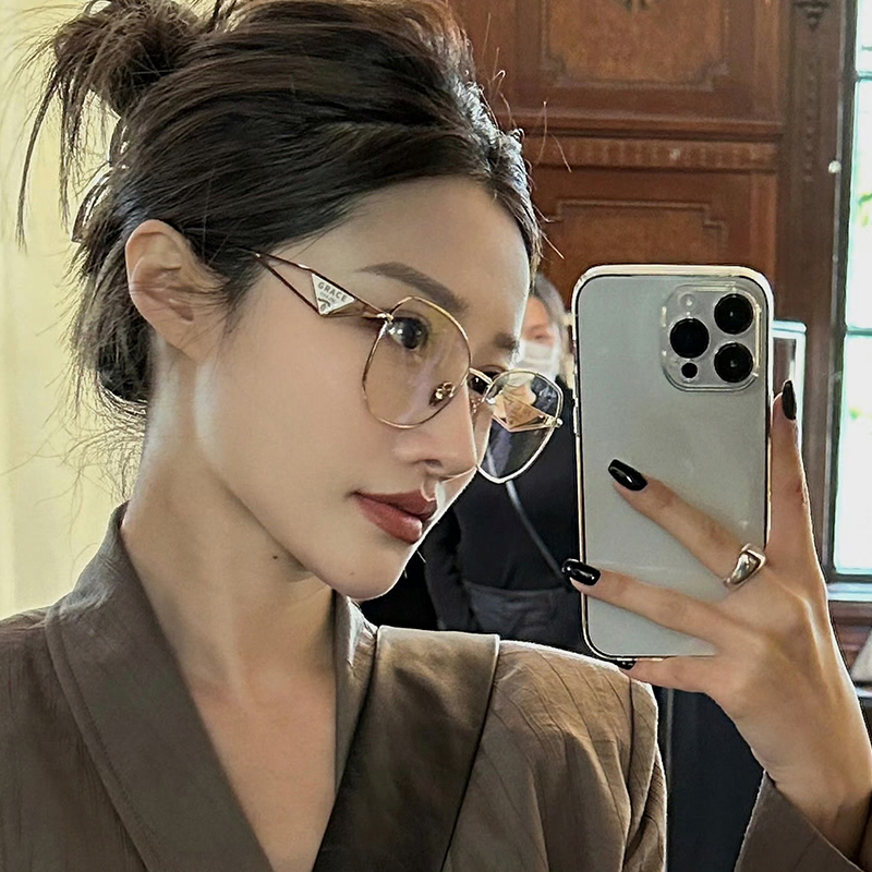 复古金丝眼镜近视可配度数女