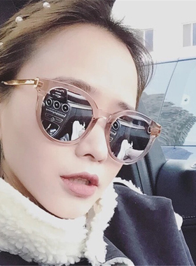 网红明星同款茶灰色女圆脸潮流