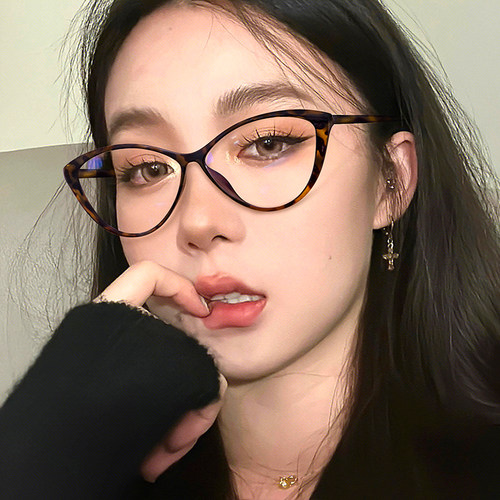 铭戴女款时尚个性超轻tr豹纹眼镜