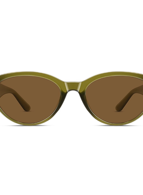 猫眼墨镜女高级感凹造型2026新款橄榄绿窄框太阳镜防紫外线度假风