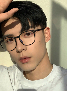 日系黑色眼镜框男大脸复古近视可配镜片超轻tr90眼镜架方形舒适