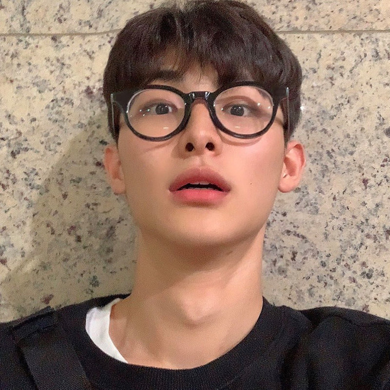 日系圆框眼睛男潮流网红痞帅黑框