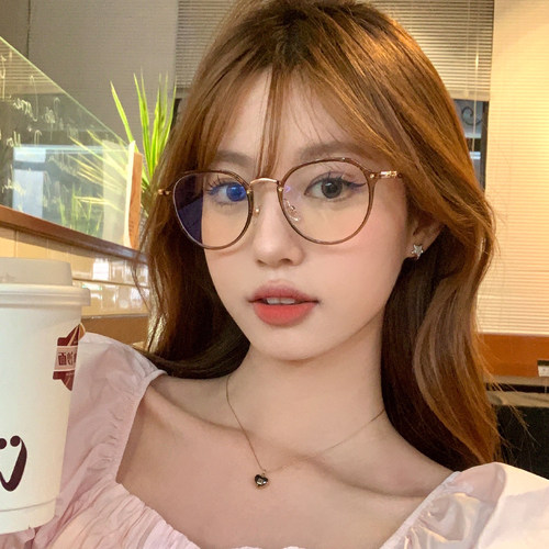 冷茶色眼镜女近视度数可配显脸小
