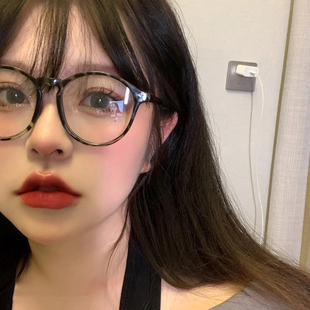 网红豹纹框眼镜框女个性 可配度数近视镜素颜圆框防蓝光防辐射眼镜