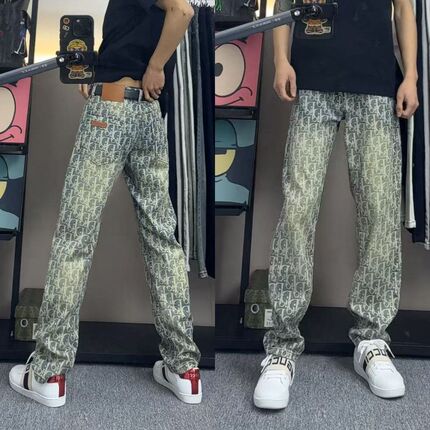 New Full-Print Dd Trendy Brand Slim-Fit Jeans for Men 2025 Internet Celebrity Style Gradient Skinny Casual Stretch Long Pants Trendy