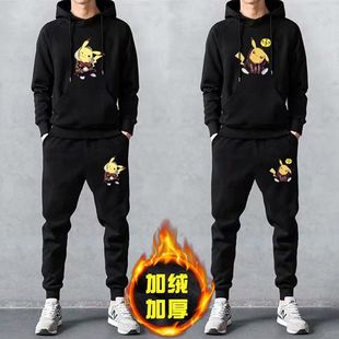 男装 运动连帽卫衣套装 加绒加厚休闲套装 潮流学生秋冬款 男韩版 冬季