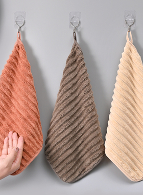 挂式擦手巾厨房手帕卫生间擦手小毛巾方巾珊瑚绒柔软吸水速干抹布