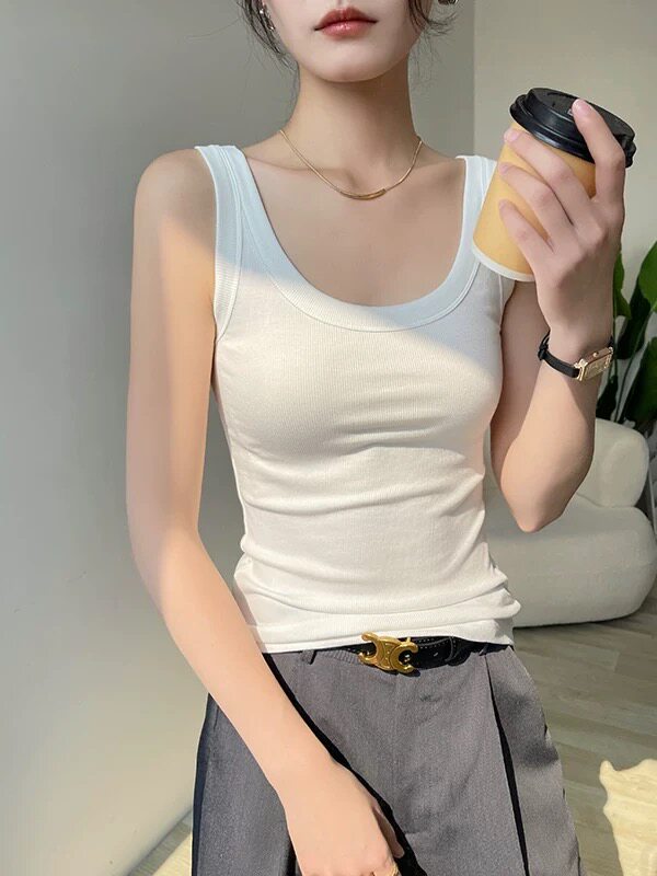 SHOWERA吊带背心女2026新款春夏外穿宽肩带无袖上衣女款内搭打底