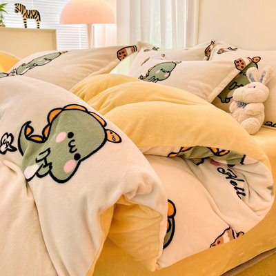 冬季棉被加厚保暖被子加绒被套全套一整套棉被芯可拆洗牛奶珊瑚绒