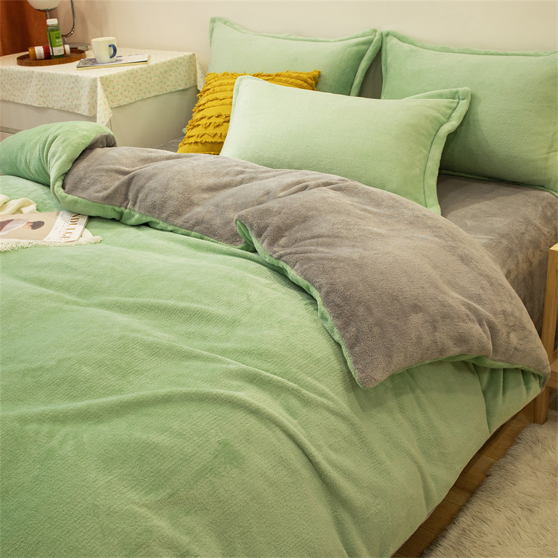 1米2床单被套三件套冬季法拉绒被罩单件加厚双面珊瑚法兰绒四件套