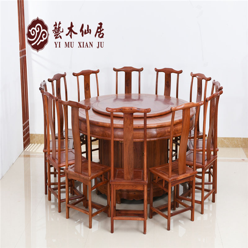 红木家具 缅甸花梨180cm圆餐桌13件套红木餐桌饭桌大果紫檀餐桌|ruв категории жилой мебели, комплект мебели, ресторан комплект мебели, обеденный стол + стул - от Buy2taobao.com для оказания профессиональной услуги покупки агента Taobao