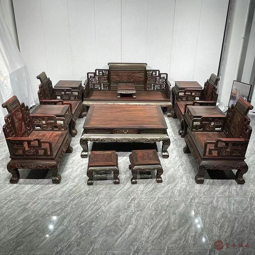 交趾黄檀大红酸枝十三卷书沙发