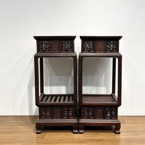 红木家具大红酸枝灯笼花架中式家用客厅全实木花几盆景置物展示架