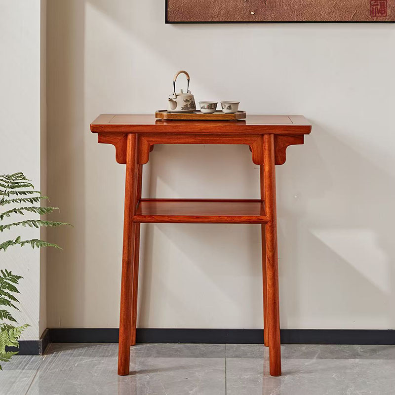 红木家具缅甸花梨刀牙双层平头案大果紫檀实木香案客厅小供桌条几