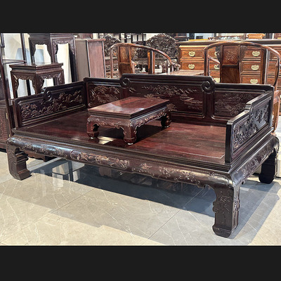 印度小叶紫檀罗汉床客厅沙发床全实木仿古禅意罗汉榻卧榻红木家具