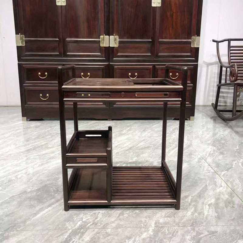 红木家具大红酸枝茶水架收纳置物架简约新中式客厅办公室茶几无补