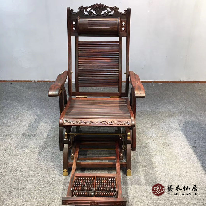 大红酸枝摇椅 午休躺椅红木摇椅 休闲赖人睡椅交趾黄檀阳台逍遥椅