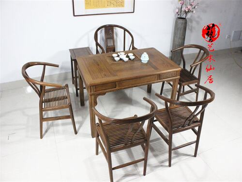 仙作家具非洲鸡翅木凉椅茶桌7件套茶小户型茶几中式茶桌组合
