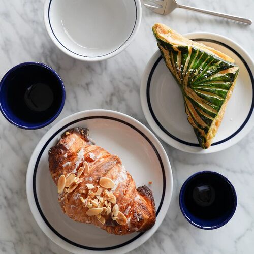Er-go沙子色蓝边饭碗汤碗面碗