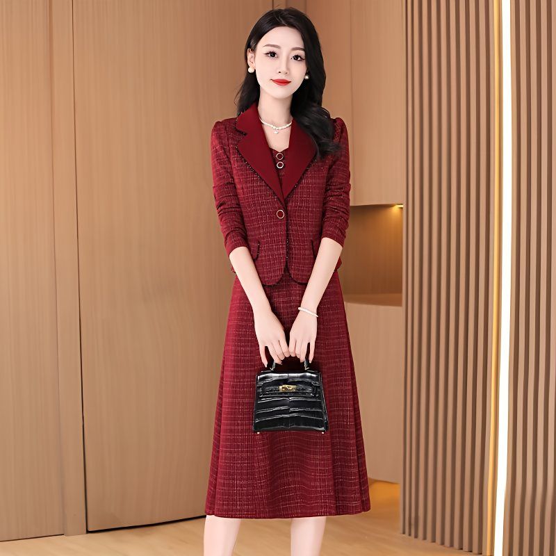 小香风套装连衣裙2025年新款秋冬喜婆婆婚宴礼服妈妈高端高档