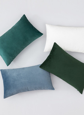 天鹅绒多色简约抱枕沙发靠垫 纯色床头靠背居家布艺客厅毛绒午睡
