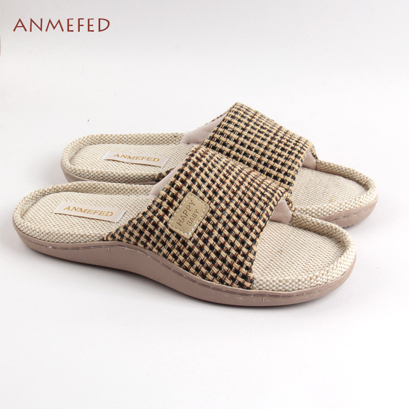 出口女春夏季棉麻底凉拖简约亚麻空调居家室内一字拖露趾防滑拖鞋