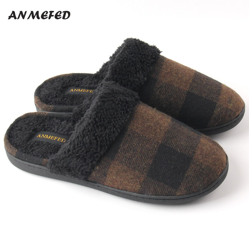 出口新品秋冬男士大码格子加厚底毛绒呢保暖防水防滑居家用棉拖鞋,居家布艺,居家棉拖/棉鞋,淘宝优惠券,粉丝福利购,淘宝优惠卷