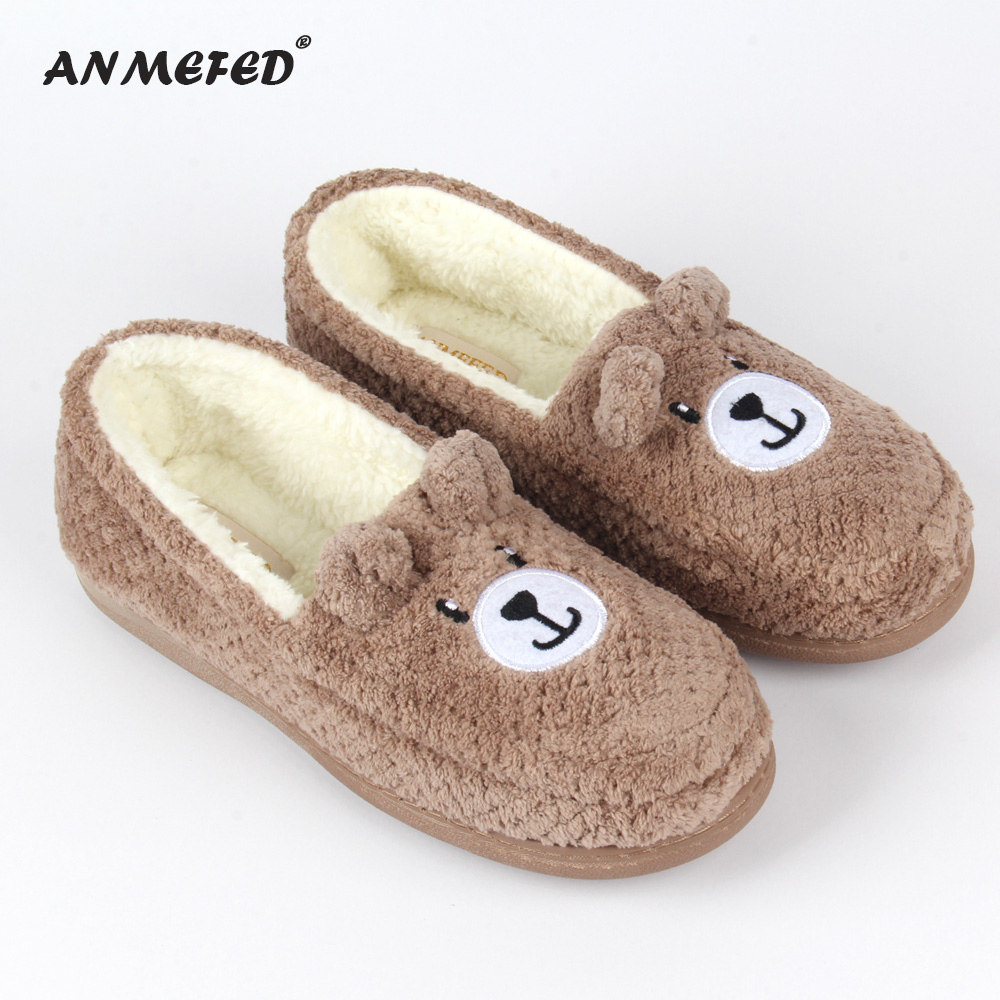 出口新品女士冬可爱卡通绣熊毛绒厚底居家用保暖气豆豆包跟棉拖鞋,居家布艺,居家棉拖/棉鞋,淘宝优惠券,粉丝福利购,淘宝优惠卷