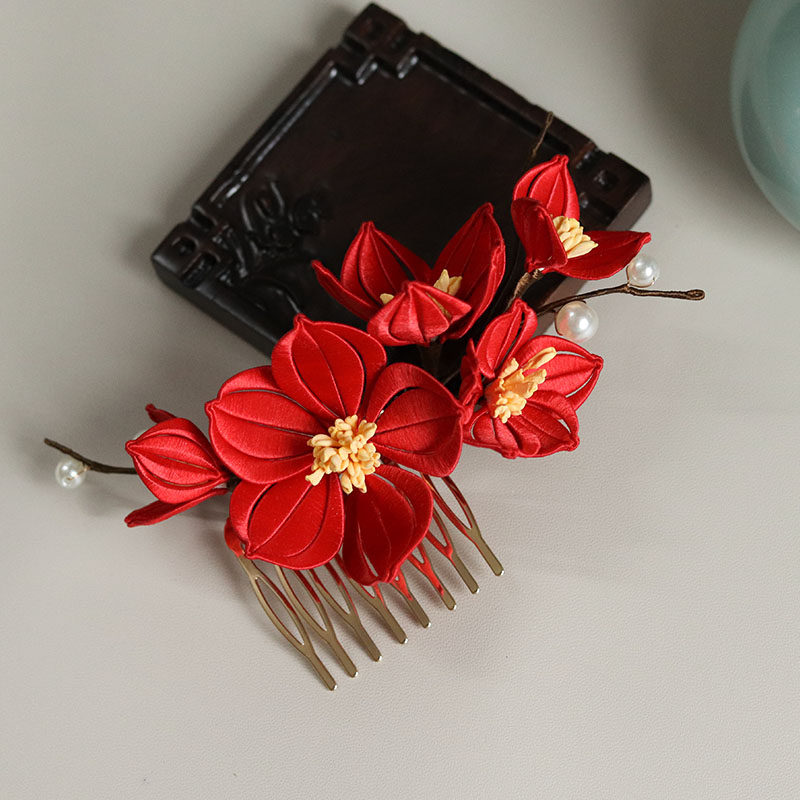 梅花疏影 缠花梅花材料包丝绒线发梳发簪diy手工国风新中式发饰