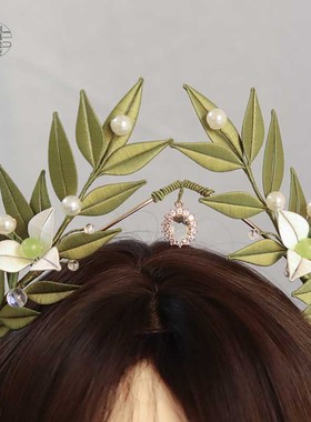缠花桂冠diy材料包手工发饰月桂橄榄色树叶发箍皇冠森系公主发饰