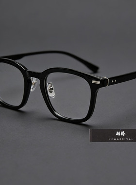 韩版时尚黑色方框绿色镜框防蓝光眼镜男女通用百搭潮流变色平光镜