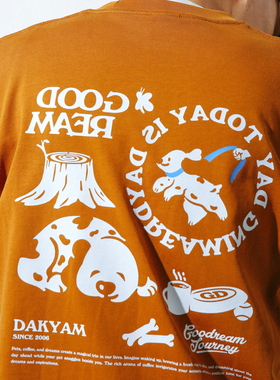 DAKYAM(达人)Dreams Opposite of Reality 做梦小狗纯棉短袖TEE恤