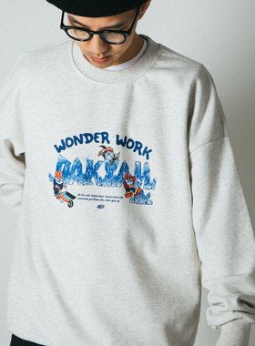 DAKYAM(达人)2023 A/W Wonder Work Worker 宝石矿工插画圆领卫衣