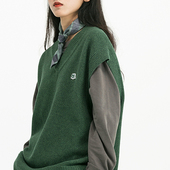 DAKYAM 达人 V领编织针织毛衣马甲男女潮流休闲简约日系复古背心