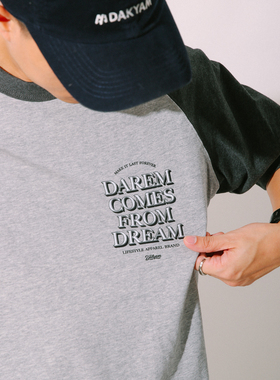 DAKYAM(达人)Darem Comes From Dream 撞色插肩牛角袖圆领TEE恤