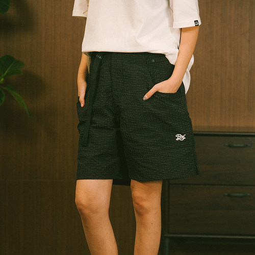 多袋工装格纹户外短裤