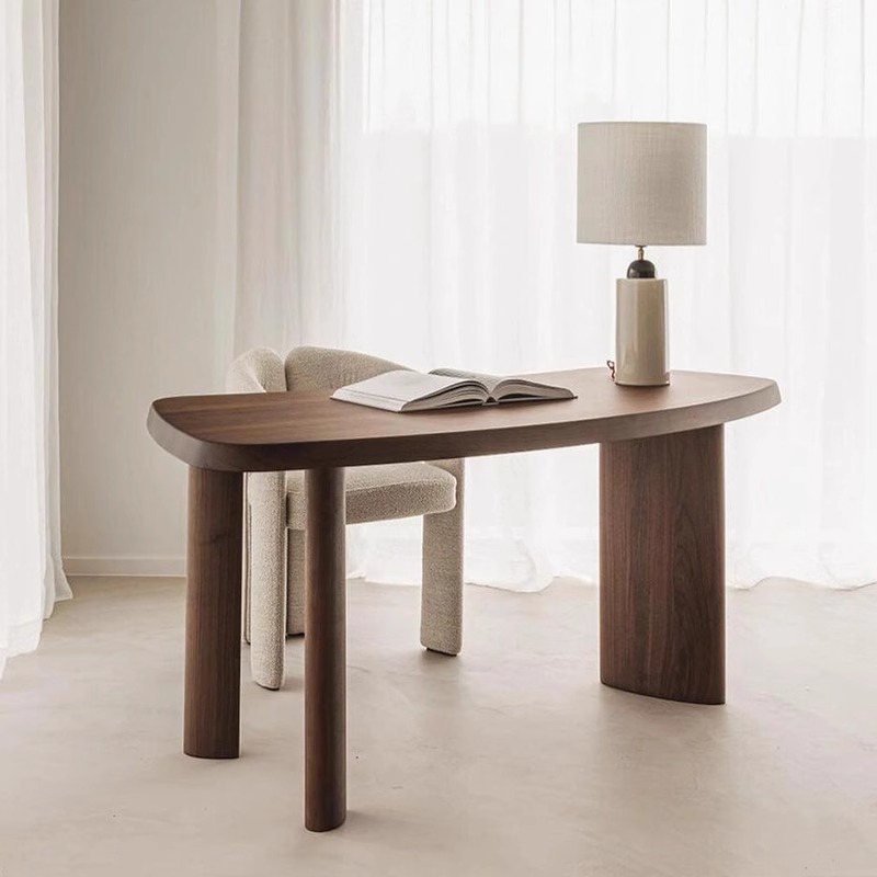 新中式黑胡桃白蜡木书桌简约酒店民宿办公室电脑桌书房实木写字桌