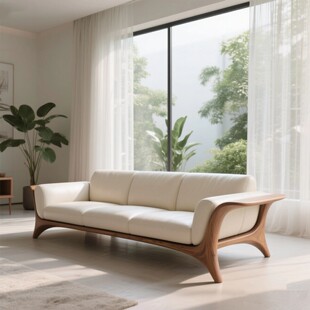 宋式禅意白蜡木沙发茶几组合设计师同款客厅高端北美黑胡桃木家具