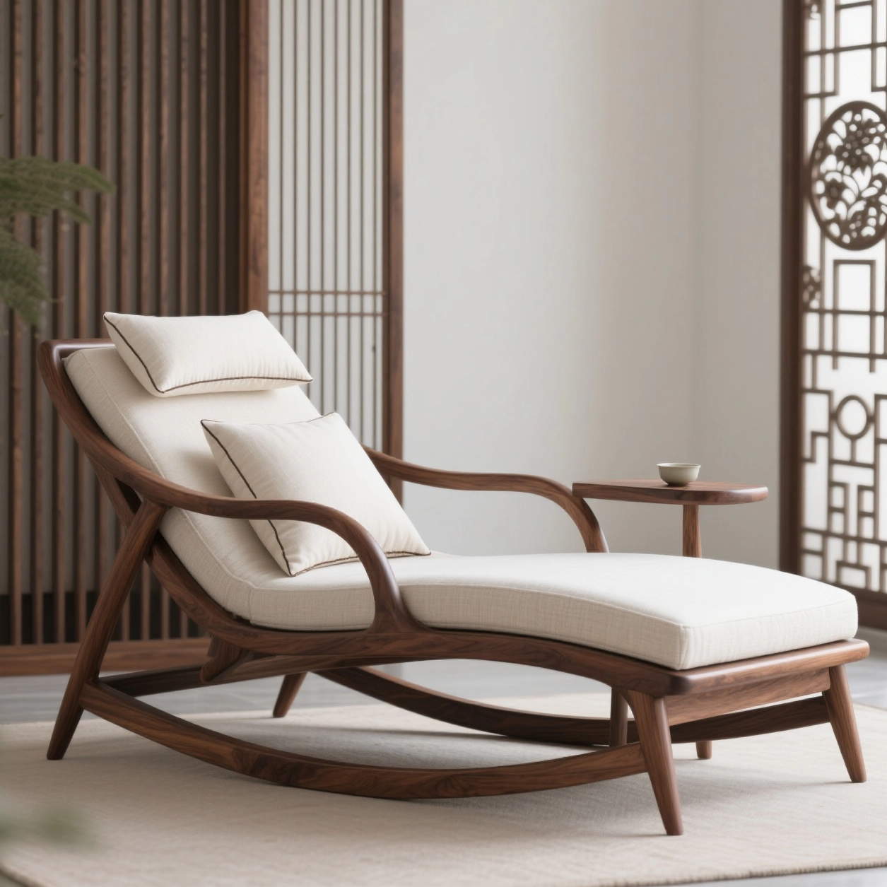 北美黑胡桃白蜡木家具罗汉床宋氏美学定制2025办公室酒店贵妃榻