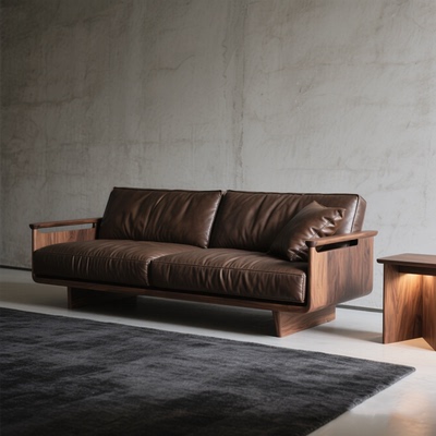 设计师北美黑胡桃木宋式美学禅意白蜡木高端客厅家具沙发茶几组合