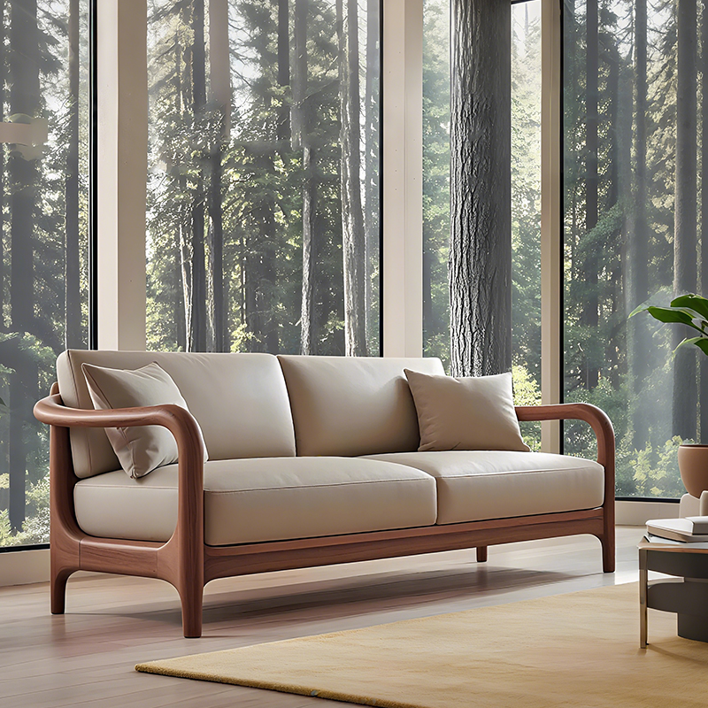 北美黑胡桃木休闲客厅家具禅意白蜡木沙发茶几组合高端宋式美学