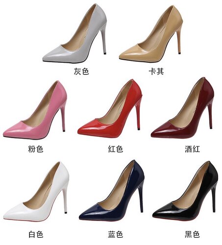 35-45码 特大码女鞋44加大号高跟鞋43性感细跟11cm外贸水果色单鞋